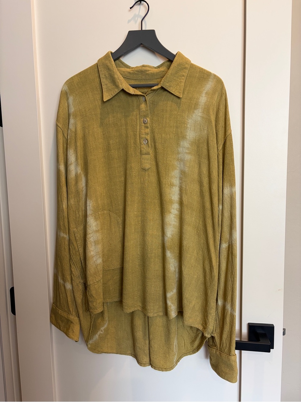 Men's Long-Sleeve Tumeric Dyed Relaxed Polo Shirt